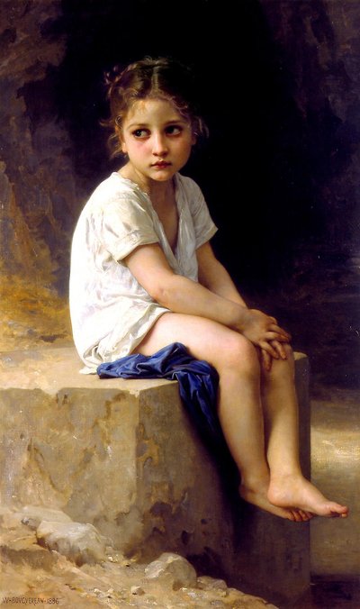 At the Foot of the Cliff by William Adolphe Bouguereau